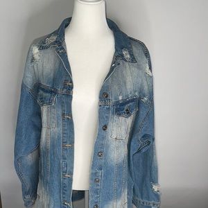 Fashion Nova Long distressed jean jacket